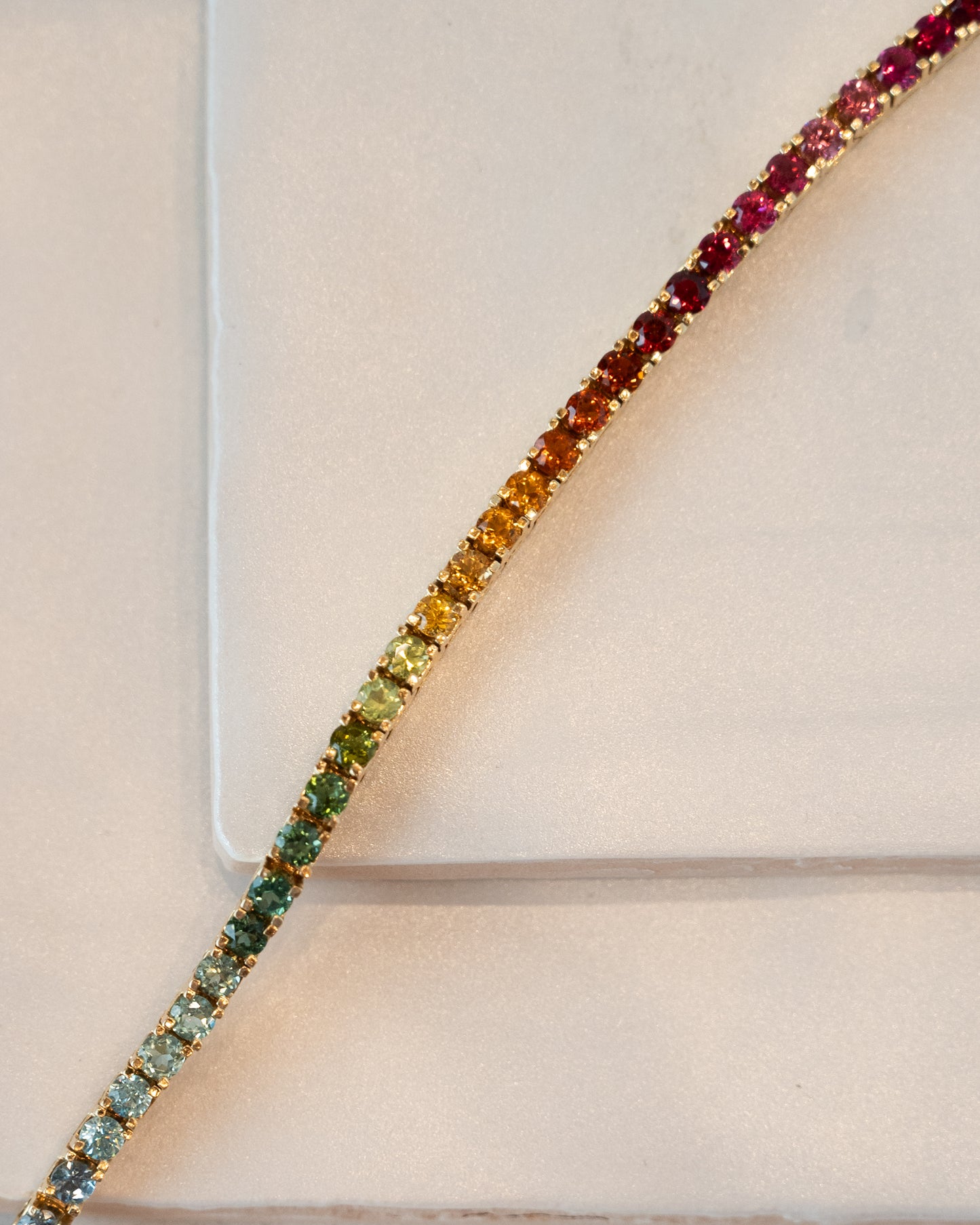 8.80 Rainbow Sapphire Tennis Bracelet 14k Yellow Gold