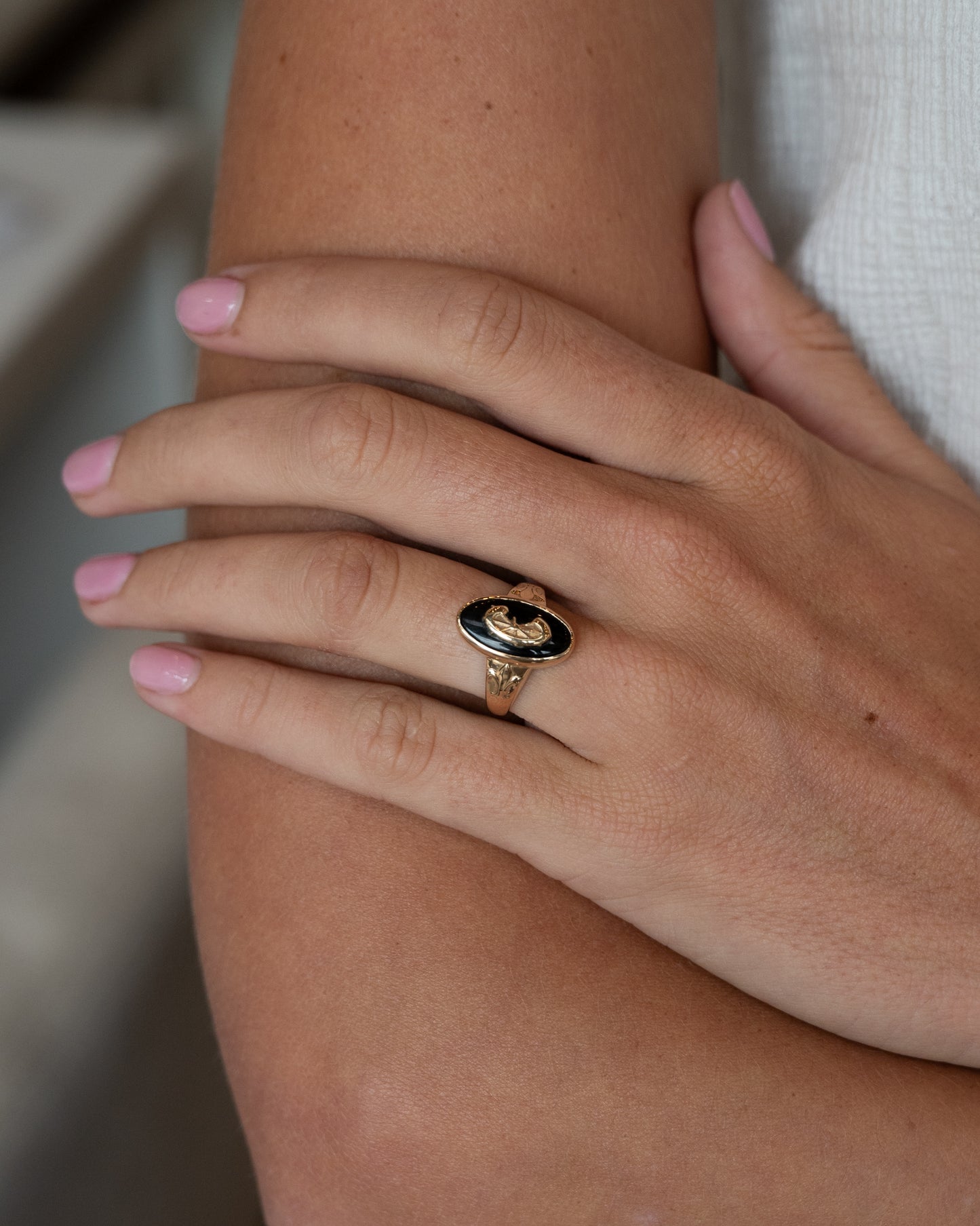 Black Onyx Wagon Wheel Cocktail Ring 14k