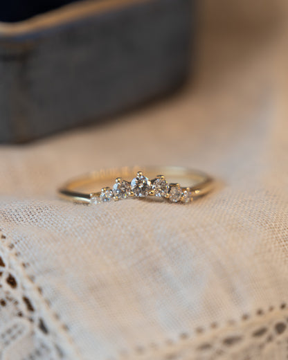 Contoured Diamond Tiara Wedding Band 14k Yellow Gold