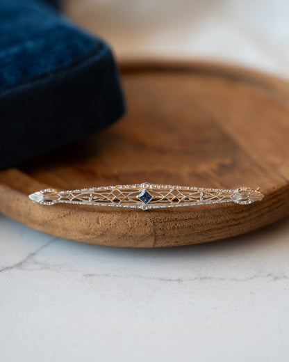 .17 Antique Art Deco Sapphire Brooch 14k