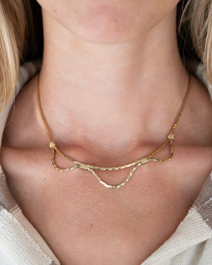 17" Triangle Link Box Chain Necklace 14k Yellow Gold
