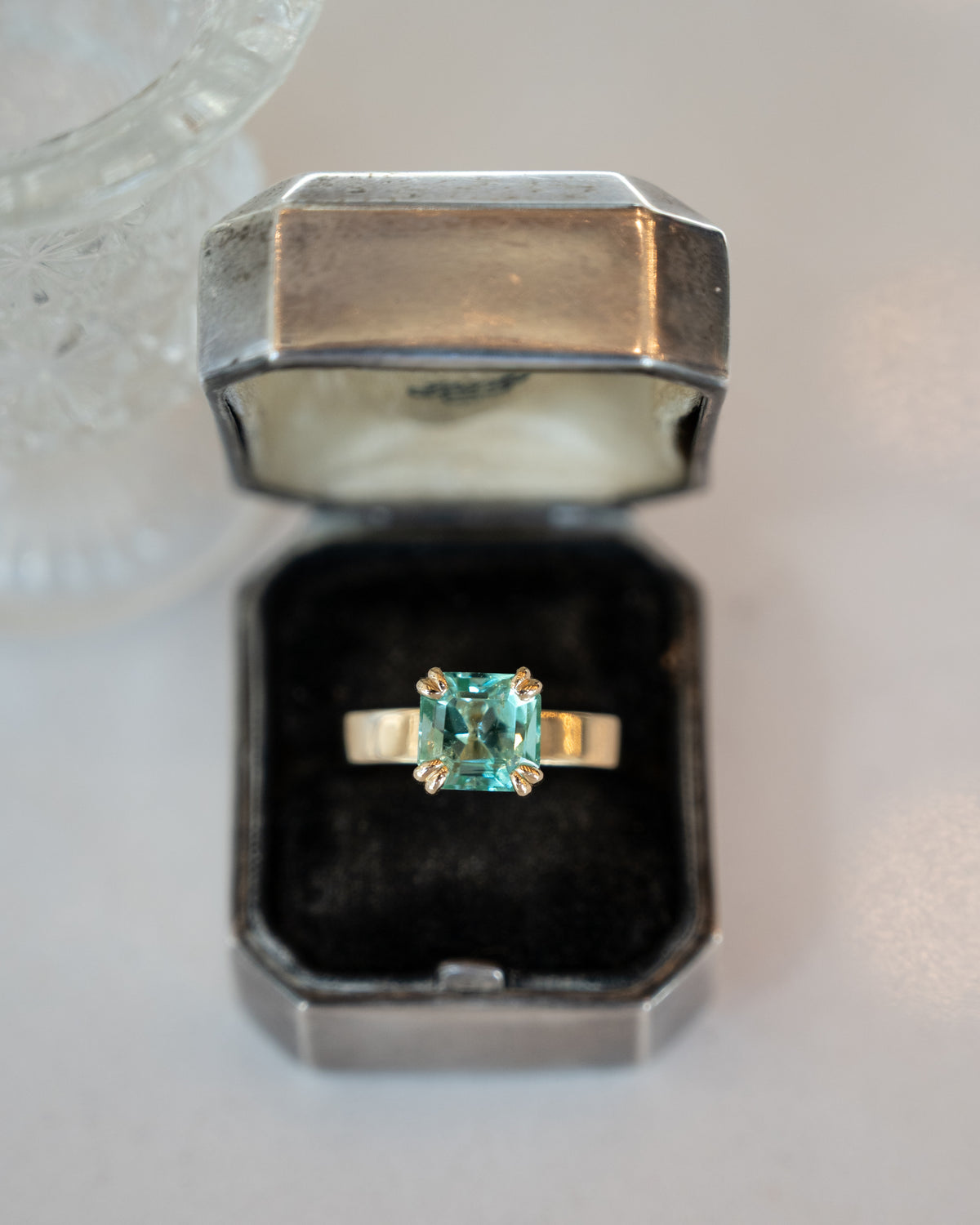 2.83 GIA Step Cut Emerald Engagement Ring 14k