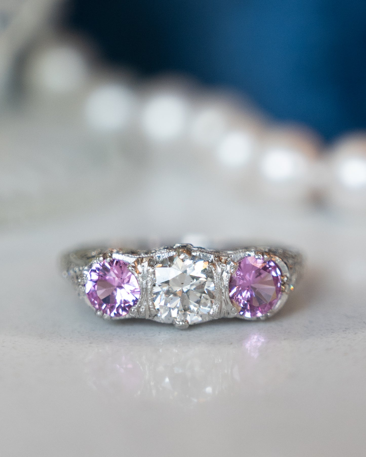 .79 Antique Edwardian Diamond Engagement Ring Platinum