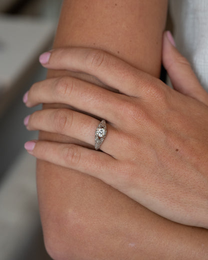 .80 Art Deco Inspired Diamond Engagement Ring Platinum
