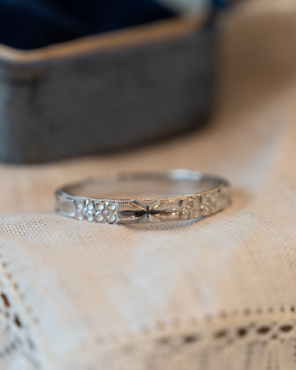 Antique Art Deco Men's Wedding Band 10k White Gold