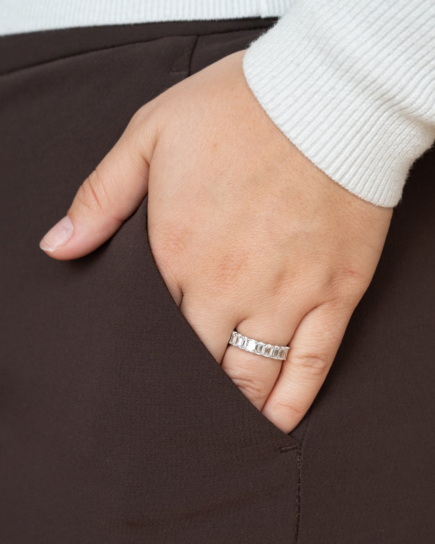 2.00 Emerald Cut Diamond Wedding Band 18k White Gold