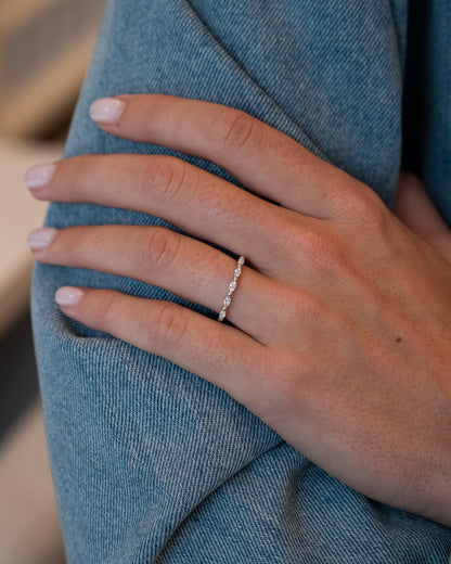 .22 East/West Marquise Diamond Wedding Band 14k White Gold