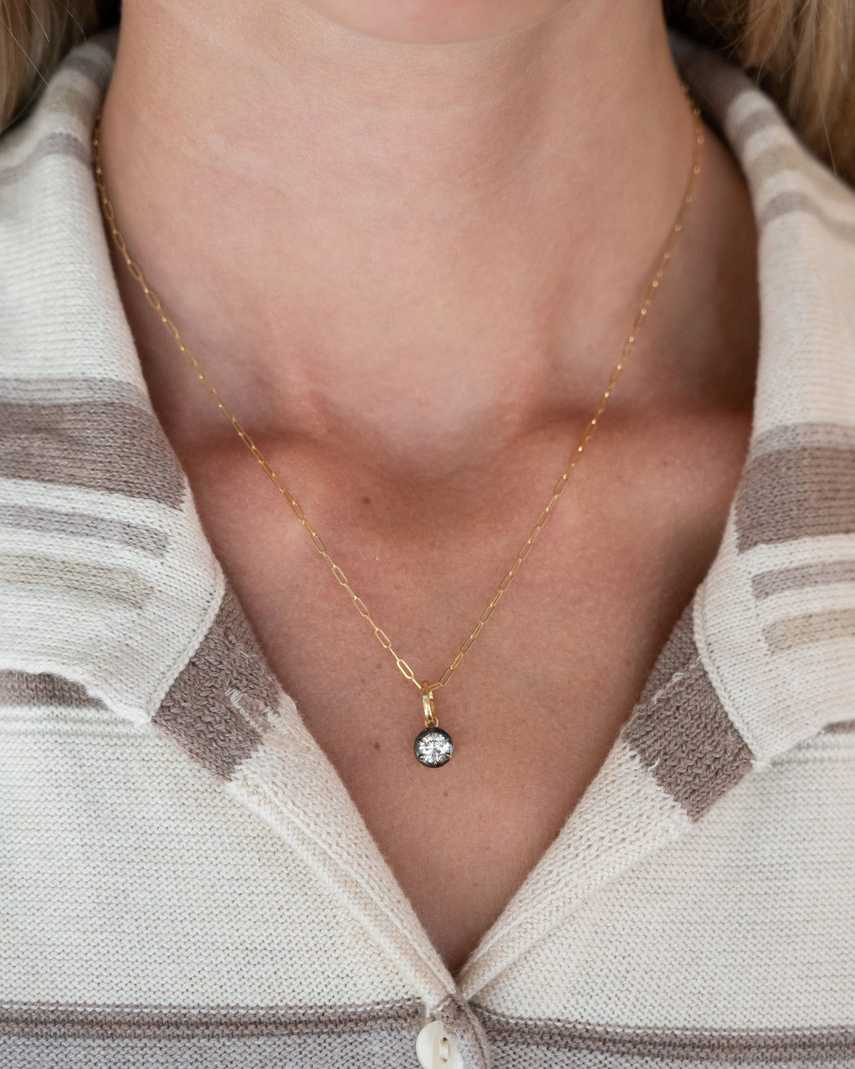 .66 Round Diamond Solitaire Pendant Necklace 18k