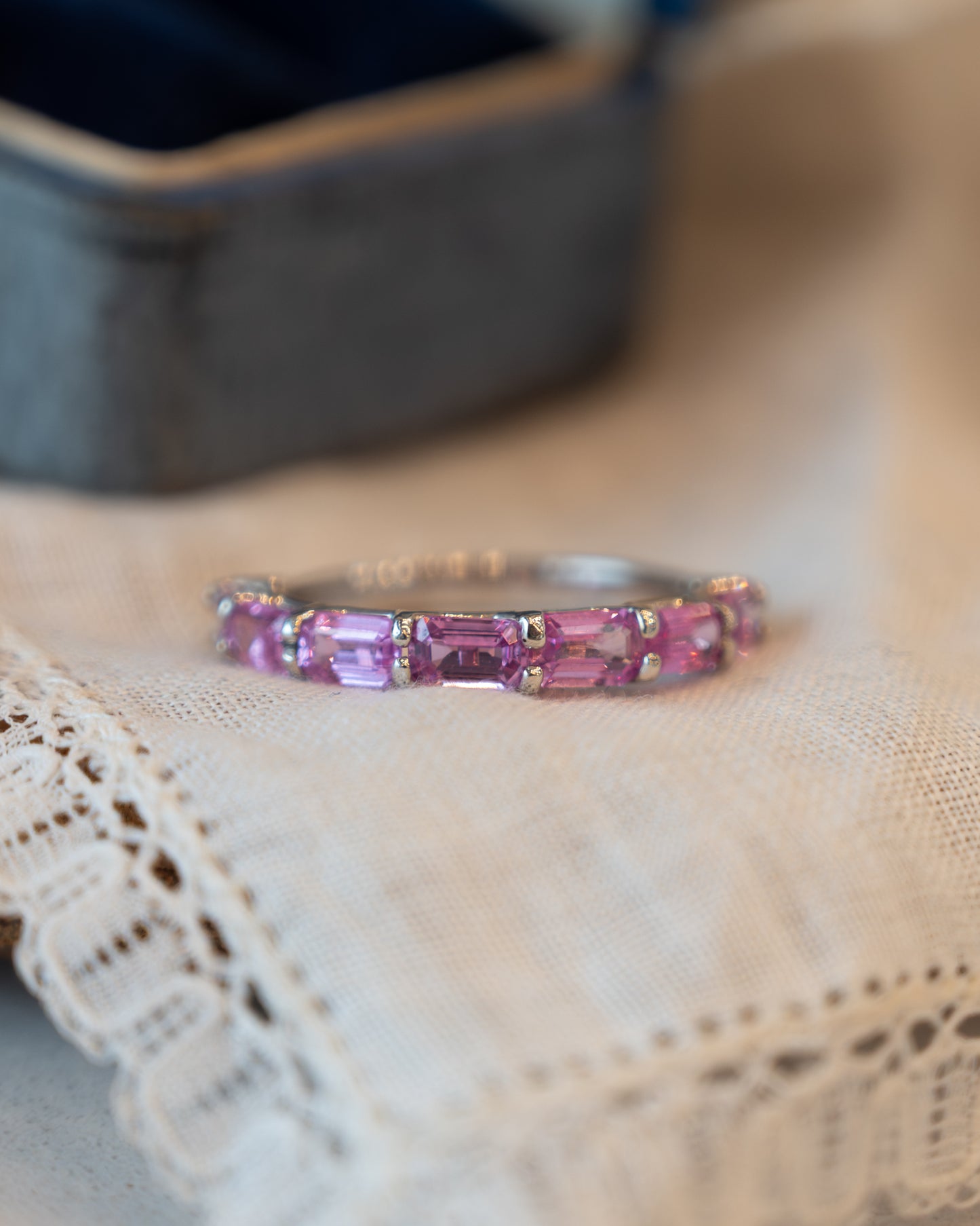 2.45 Sapphire Baguette Half-Eternity Ring 14k White Gold