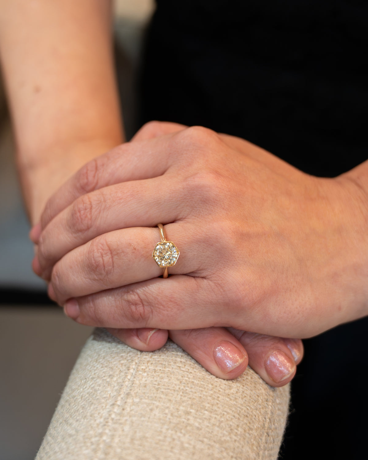2.01 Old European Cut Diamond Engagement Ring 14k Yellow Gold