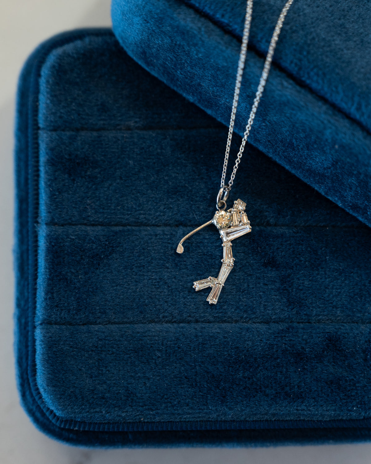 .71 Diamond Golf Charm Pendant in Platinum
