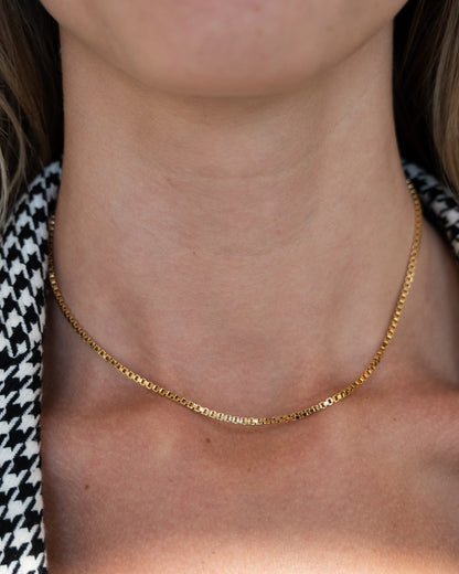 16" Box Chain Necklace 18k Yellow Gold