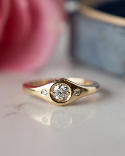 .25 Diamond Three Stone Engagement Ring 14k Yellow Gold