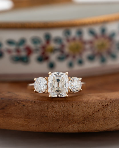 2.01 GIA Old Mine Cushion Cut Diamond Engagement Ring 14k