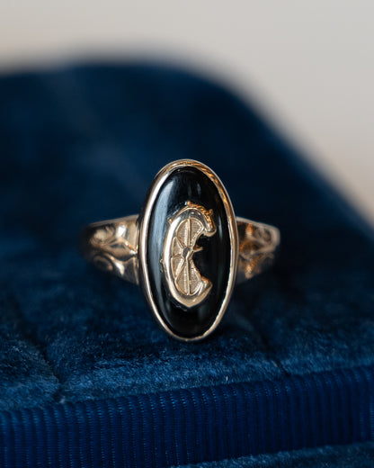 Black Onyx Wagon Wheel Cocktail Ring 14k