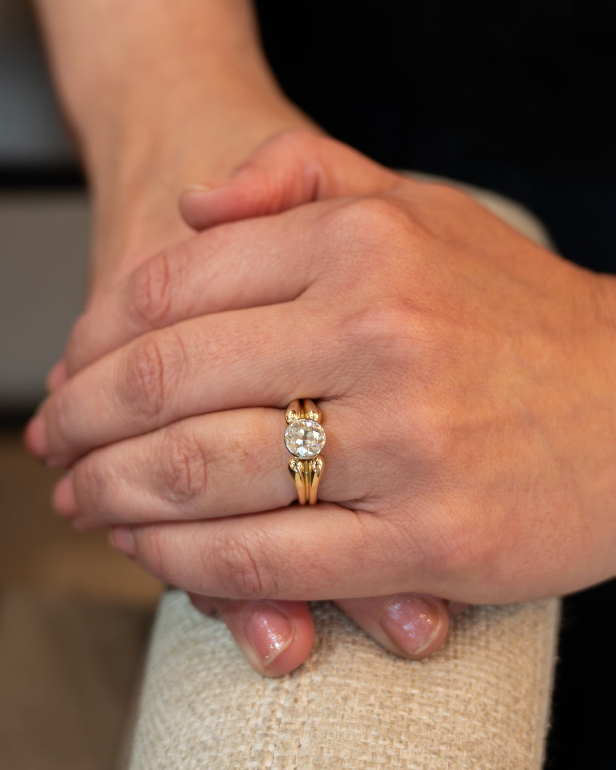 1.29 Old European Cut Diamond Engagement Ring Two-Tone 14k