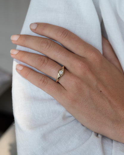 .25 Diamond Three Stone Engagement Ring 14k Yellow Gold