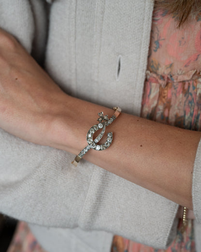 4.53 Antique Victorian Old Mine Diamond Bangle 18k