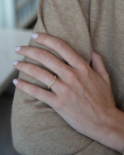 Curved Milgrain Stacking Band 14k Yellow Gold