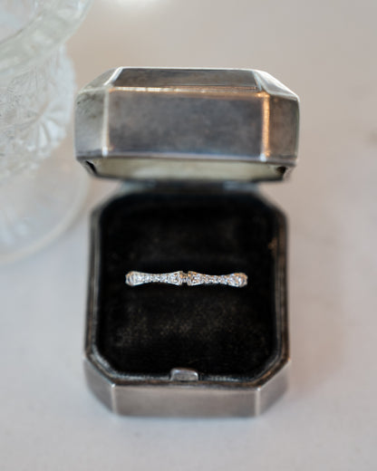 .14 Diamond Bamboo Pave Stacking Ring 14k White Gold