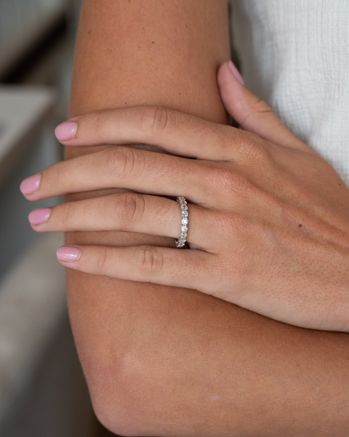 2.14 Old European Diamond Eternity Wedding Band Platinum