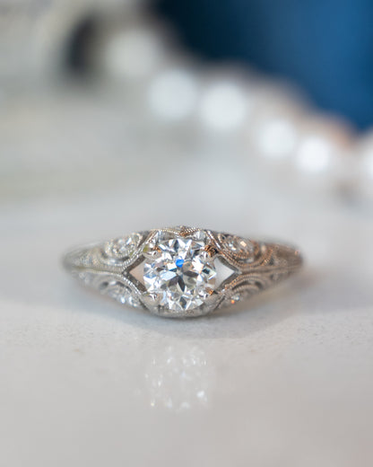 .80 Art Deco Inspired Diamond Engagement Ring Platinum