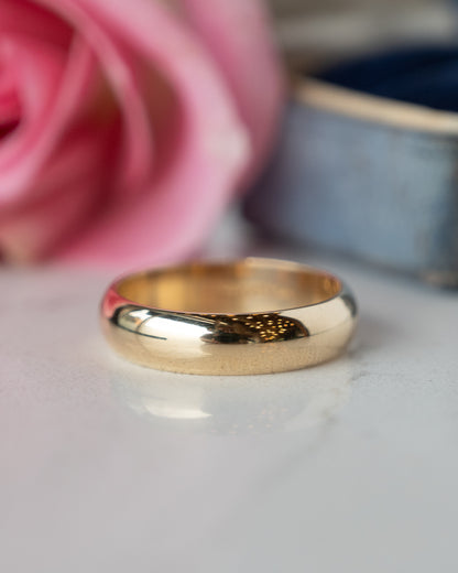 Men's Half Round Wedding Band 14k Yellow Gold