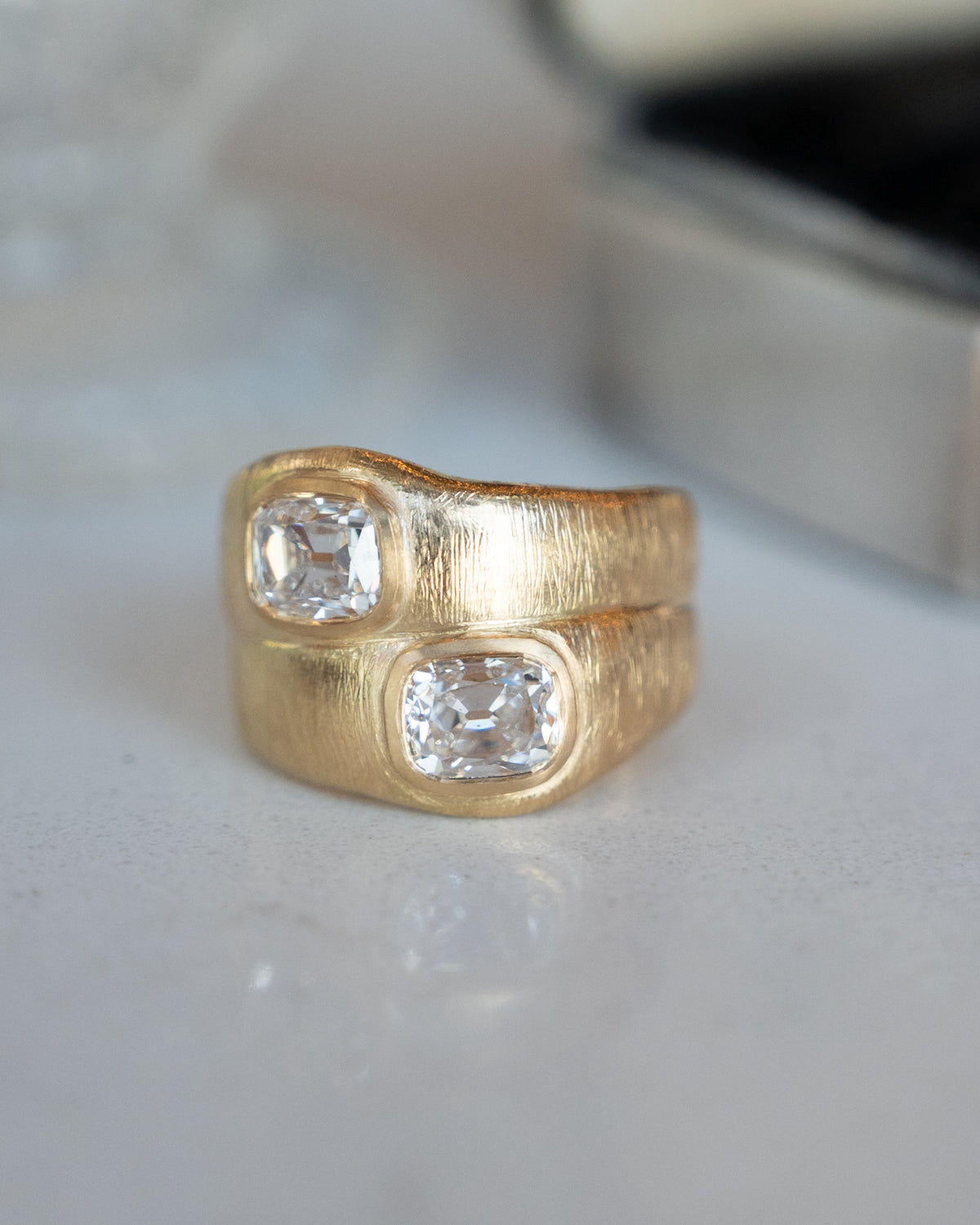 2.02 Old Mine Diamond Toi Et Moi Cocktail Ring 18k