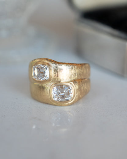2.02 Old Mine Diamond Toi Et Moi Cocktail Ring 18k