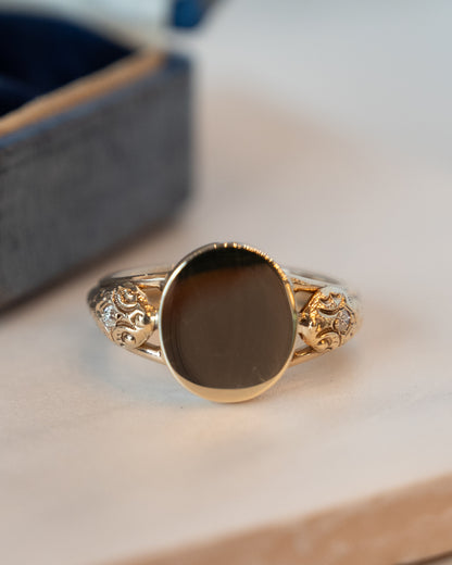 Antique Victorian Diamond Snake Signet Ring 10k Rose Gold