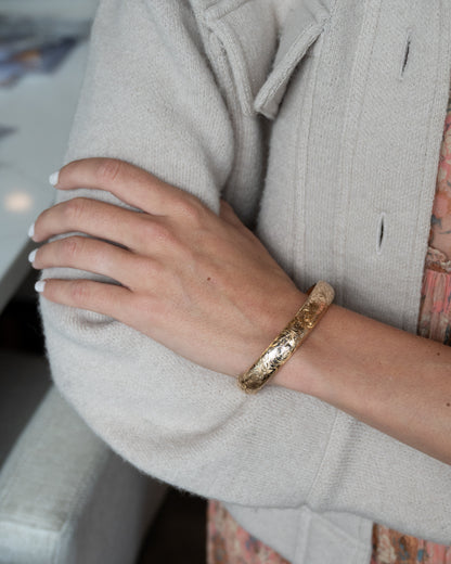 Antique Art Nouveau Floral Bangle Bracelet 10k Rose Gold