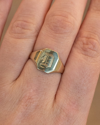 Vintage Mid-Century Men's Elongated Signet Ring 10k