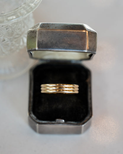 Men's Triple Ridge Wedding Band 14k Yellow Gold