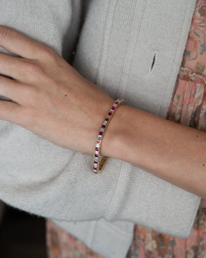 6 Carat Ruby & Diamond Tennis Bracelet 14k