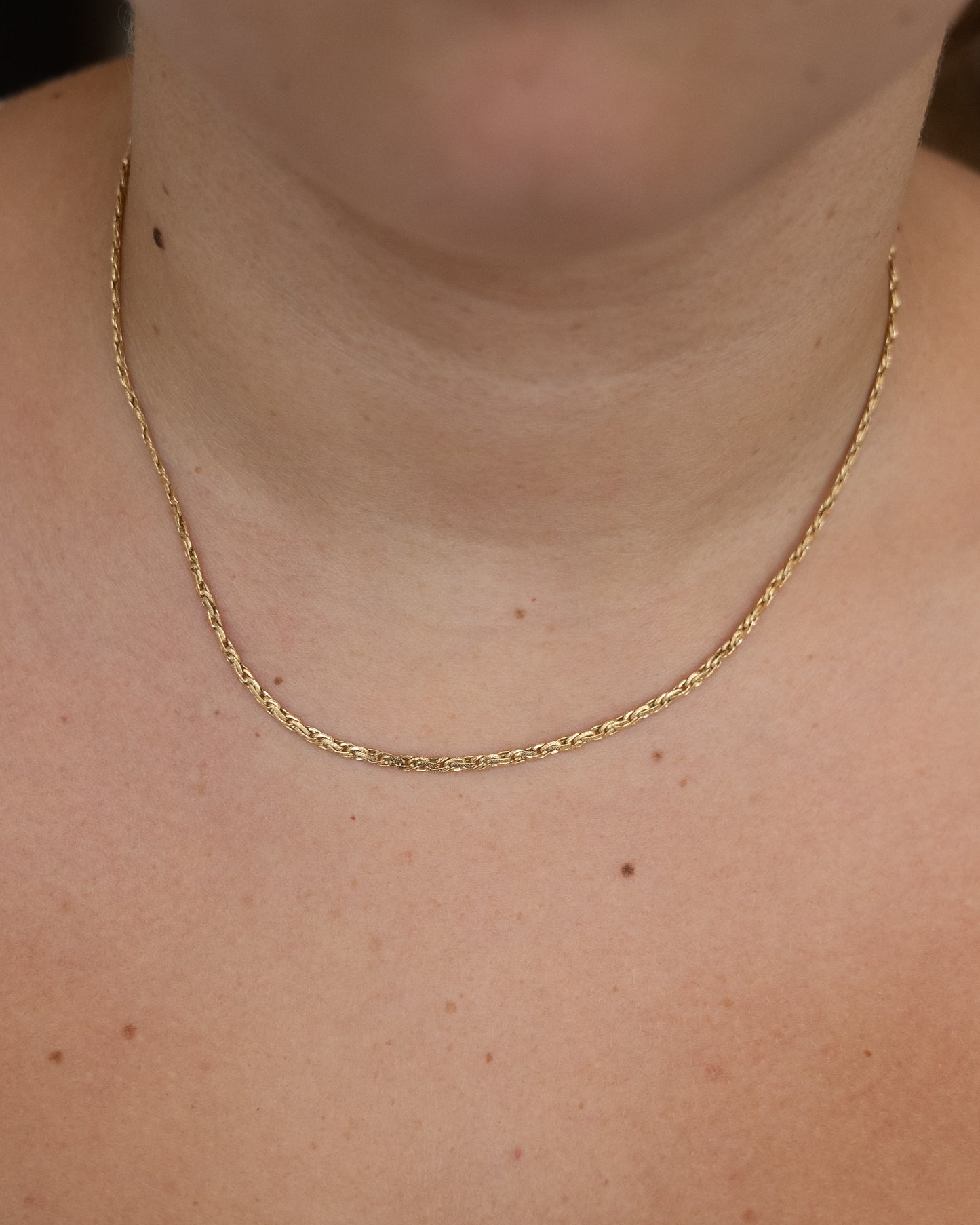 Woven Link Textured Chain Necklace 14k Yellow Gold