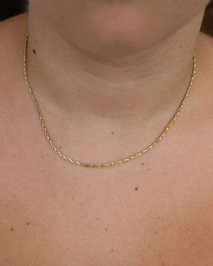 Woven Link Textured Chain Necklace 14k Yellow Gold