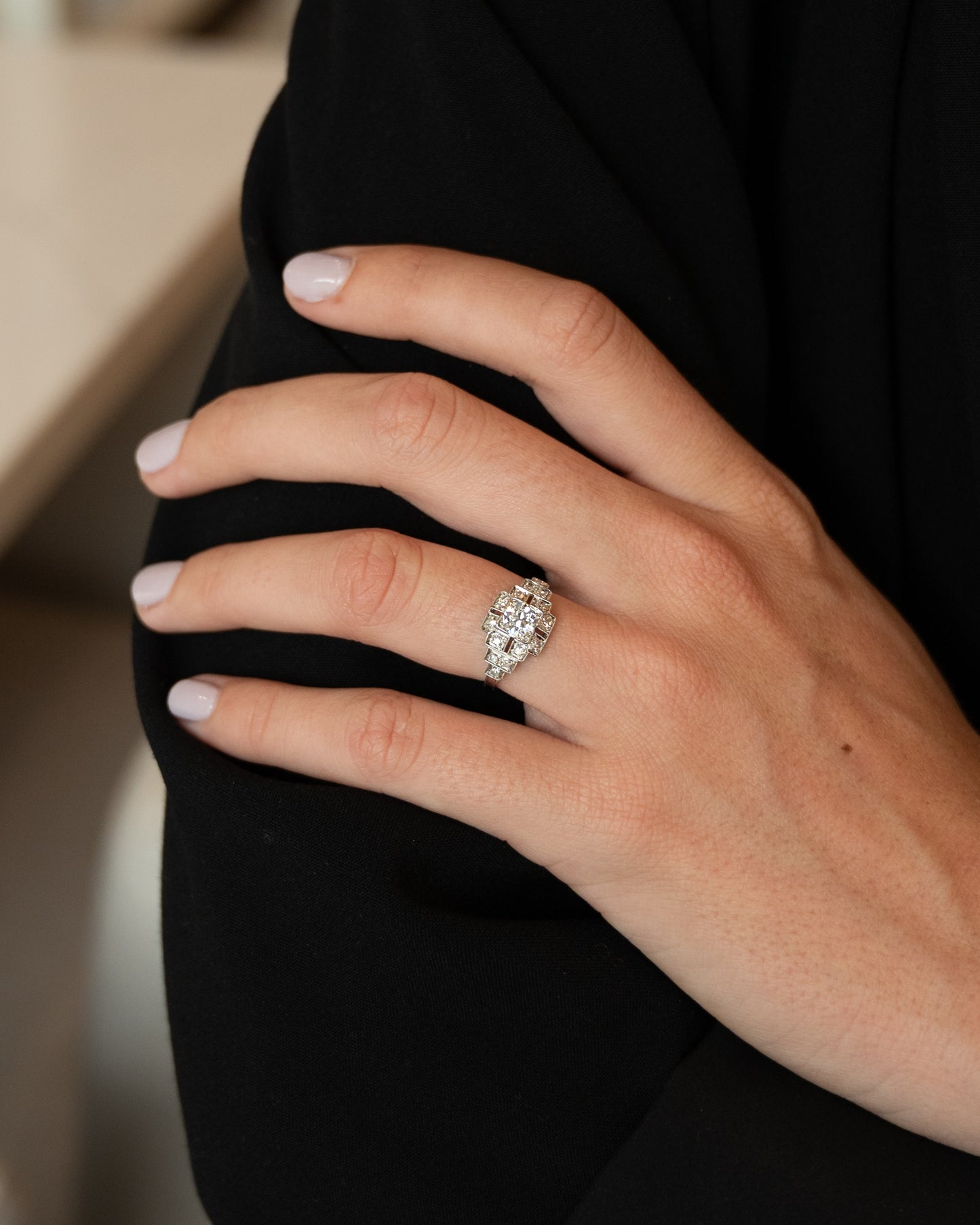 .52 Art Deco Diamond Engagement Ring Platinum
