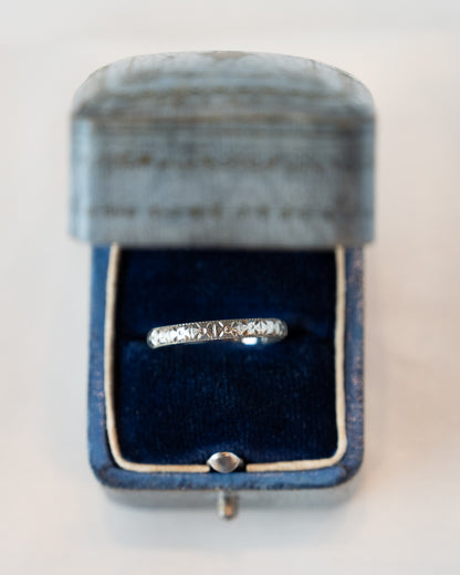 2.5mm Antique Orange Blossom Wedding Band 18k White Gold