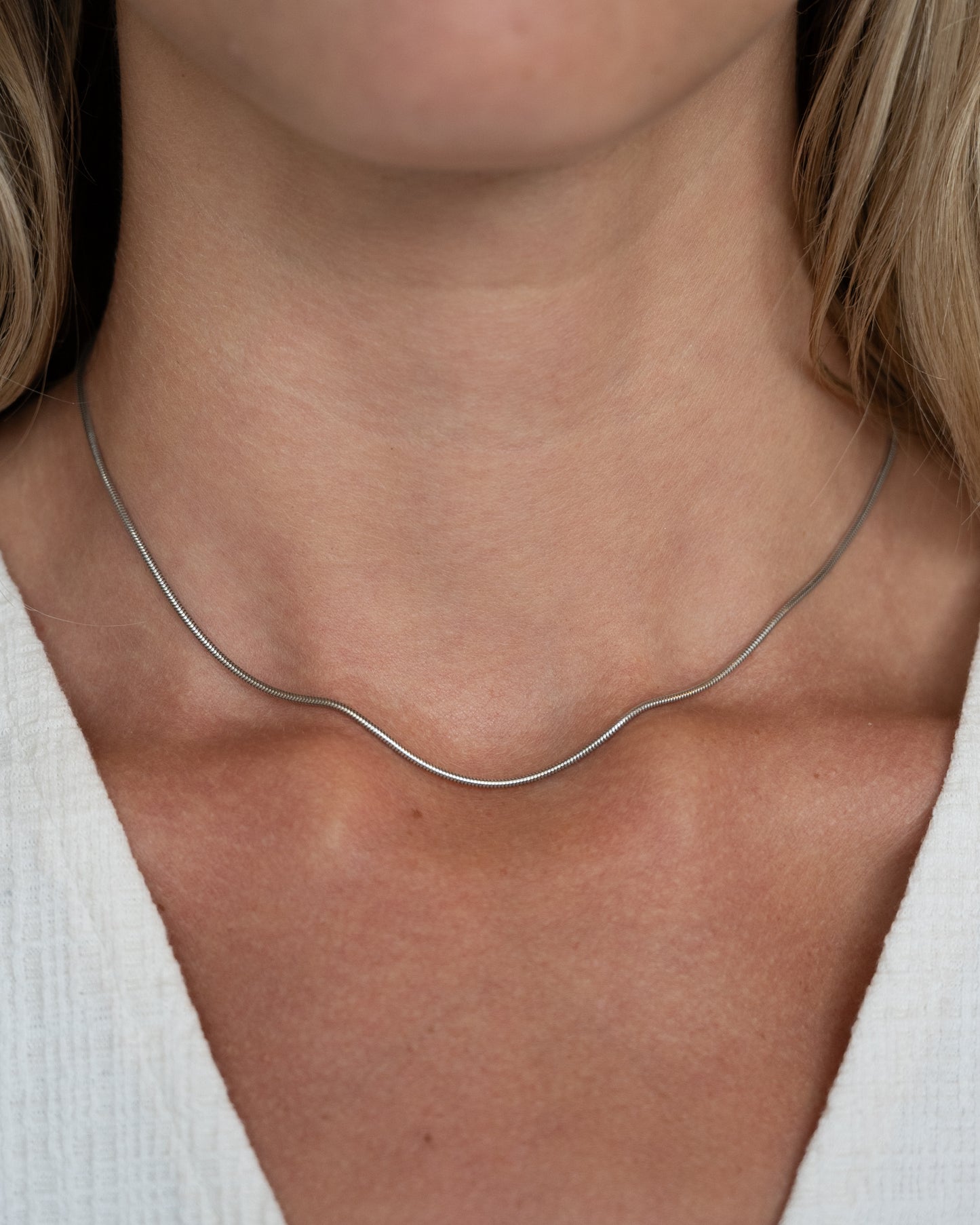 16" Snake Chain Necklace 18k White Gold