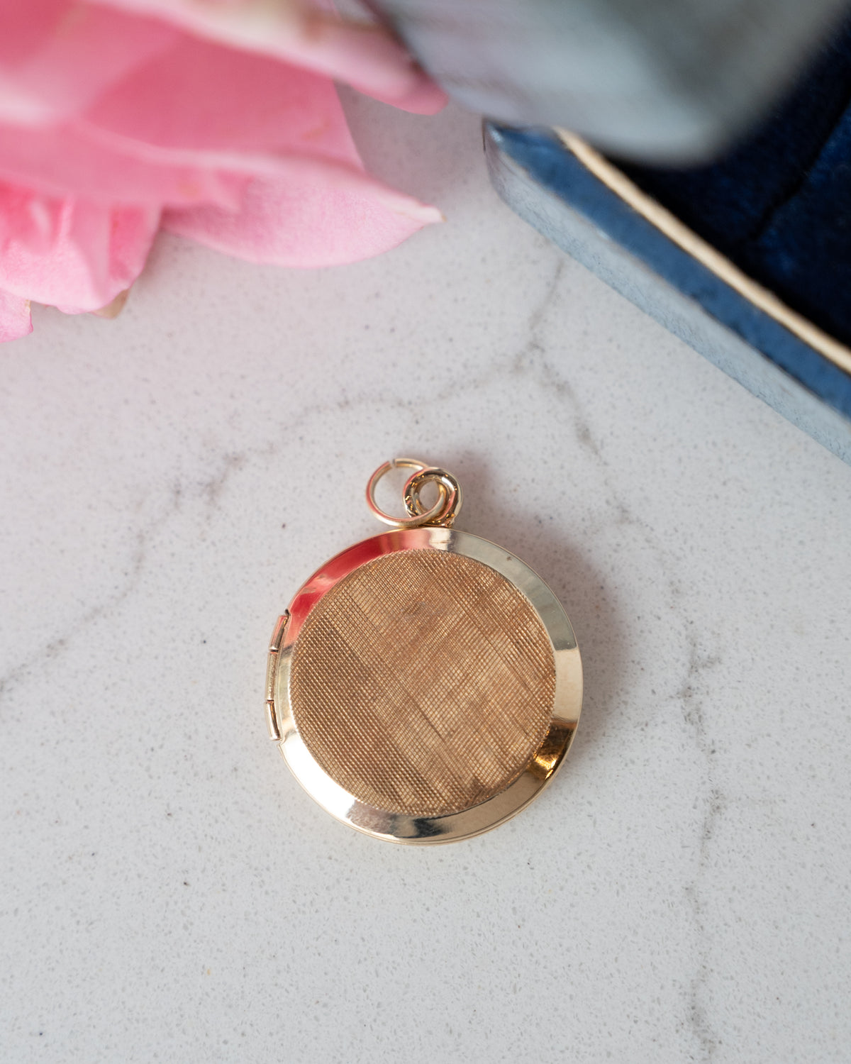 Vintage Mid-Century Round Locket Pendant 14k Rose Gold