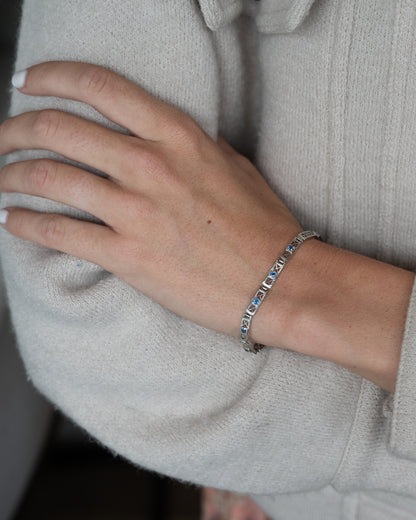 .55 Antique Art Deco Sapphire Bracelet 14k White Gold