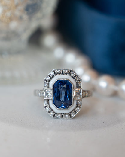 3.05 Cushion Sapphire & Diamond Cocktail Ring Platinum