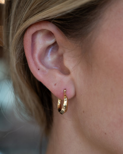 Knife Edge Hoop Earrings 14k Yellow Gold