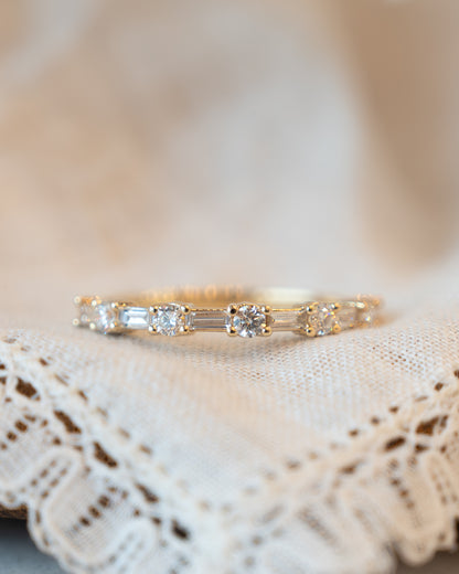 Diamond Half-Eternity Wedding Band 14k Yellow Gold