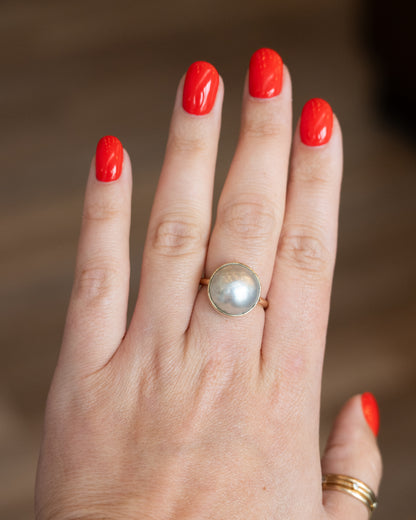 Mabe Pearl Bezel Cocktail Ring 14k Yellow Gold
