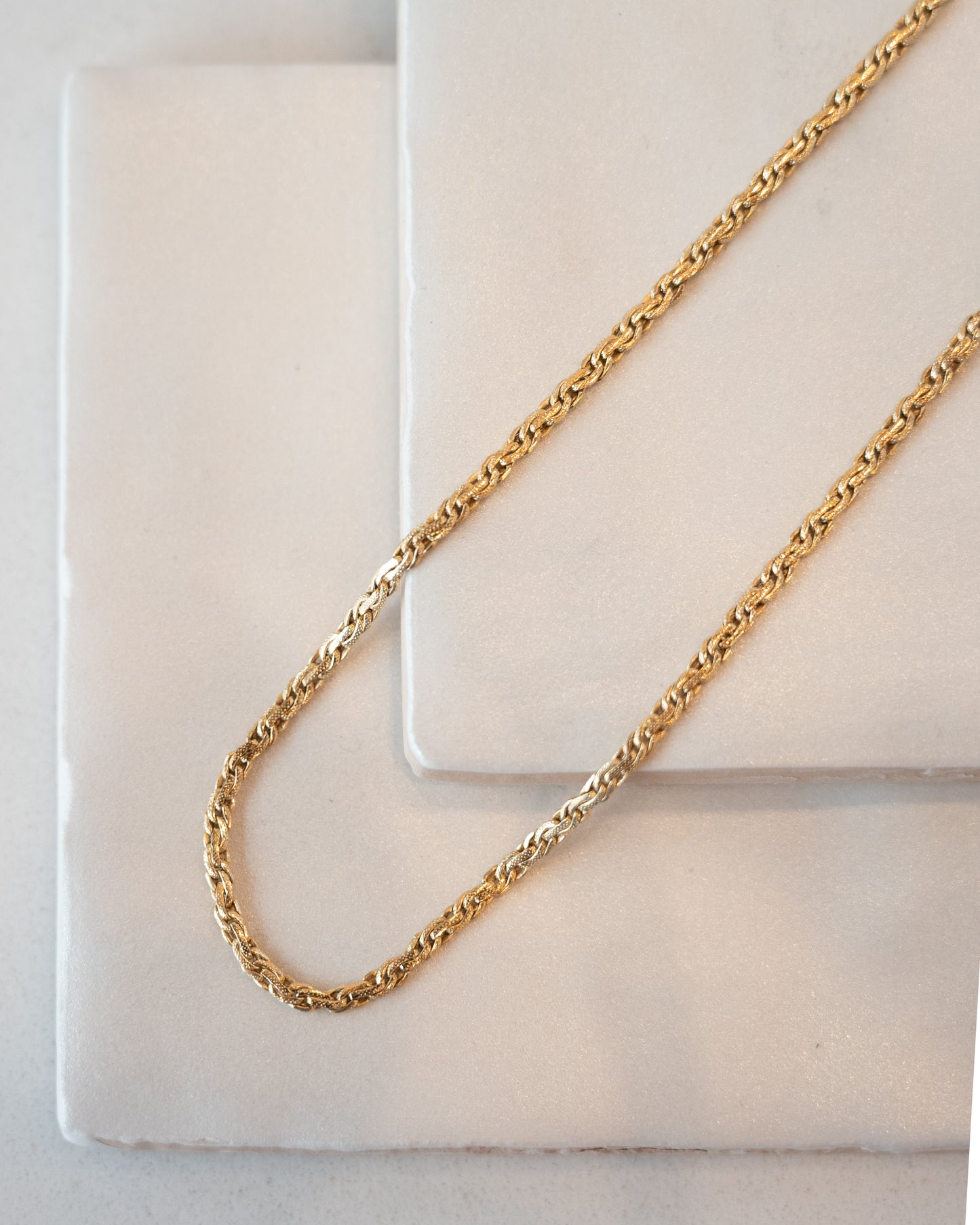 Woven Link Textured Chain Necklace 14k Yellow Gold