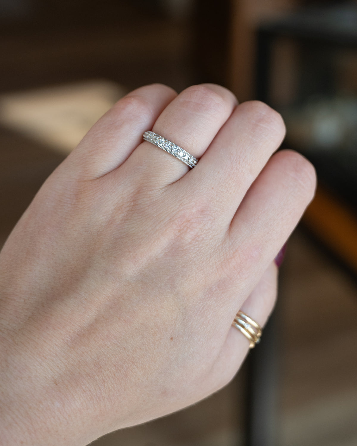 .39 Half-Eternity Diamond Wedding Band 14k White Gold