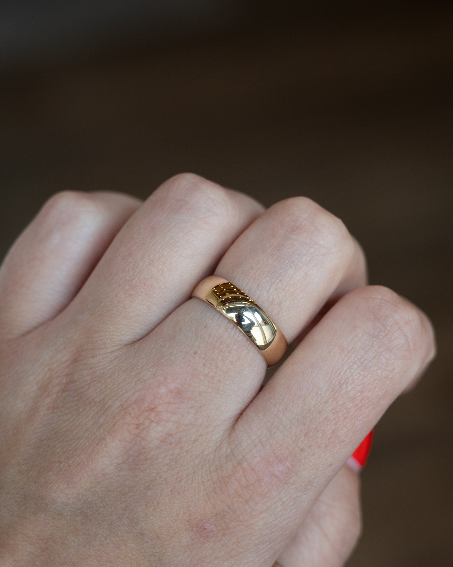 Men's Half Round Wedding Band 14k Yellow Gold