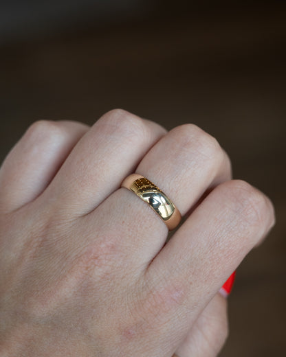 Men's Half Round Wedding Band 14k Yellow Gold