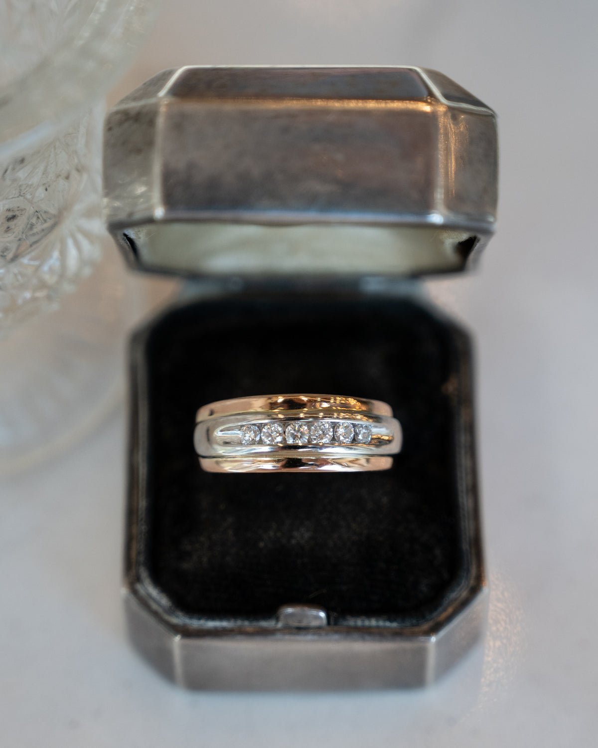 .18 Diamond Channel Set Wedding Band Two-Tone 14k Gold